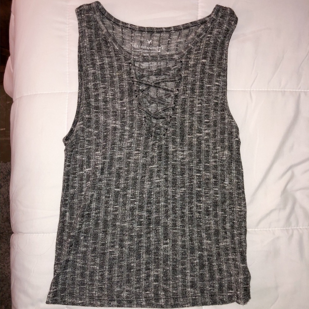 grey ribbed going out top